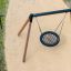 Single Swing (BNS 90cm) balançoire ronde en filet pour aire de jeux avec cadre en bois