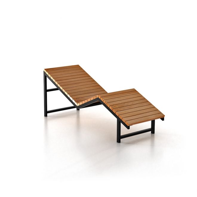 Saint-Tropez Deck Chair avec des lattes en bois et un cadre en métal noir