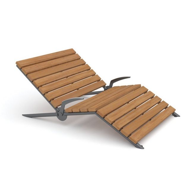 Montpellier Deck Chair en lattes de bois avec cadre métallique