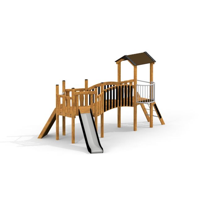 Toboggan en bois pour aire de jeux Hexagon Modern Nature single slide