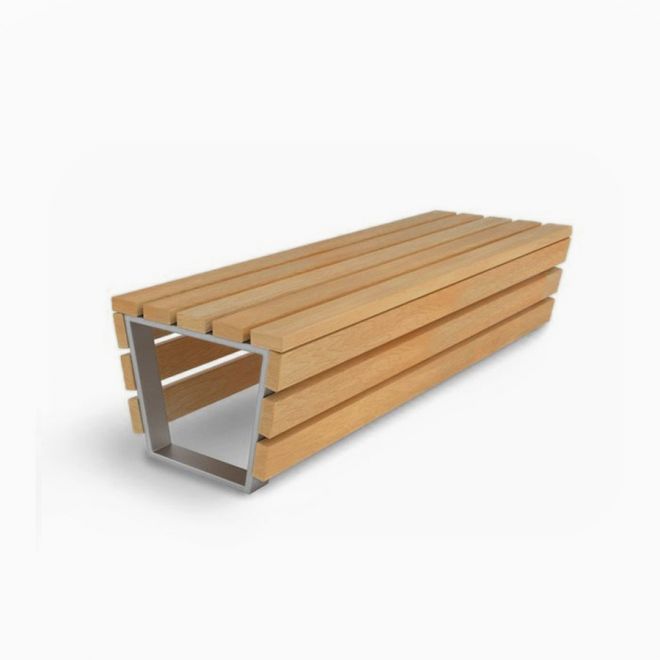 Banc d'extérieur en bois Ryga Deco Bench avec structure en métal.