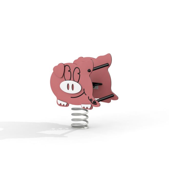 Balançoire à ressort pour aire de jeux en forme de cochon rose Piggy rocking