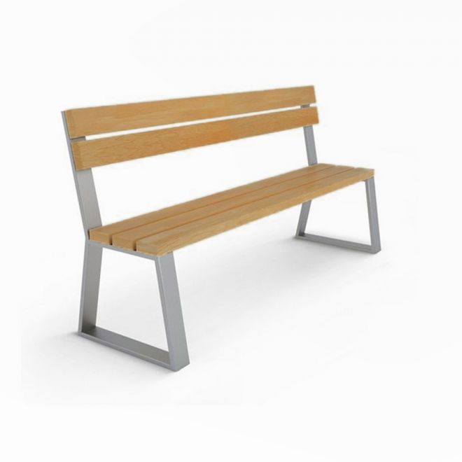 Tallin Bench w/ Backrest, siège en bois avec structure en métal