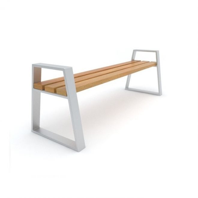 Tallin Bench w/ Armrests, design moderne en bois et métal.