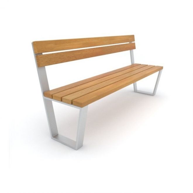 Ryga Bench w/ Backrest en bois et métal