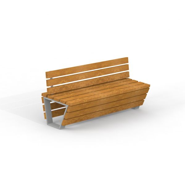Banc extérieur moderne en bois avec dossier, Ryga Deco Bench w/ Backrest.