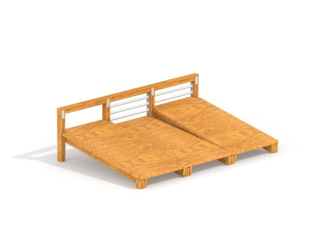 Banc à abdominaux en bois pour l’exercice en plein air avec barres métalliques