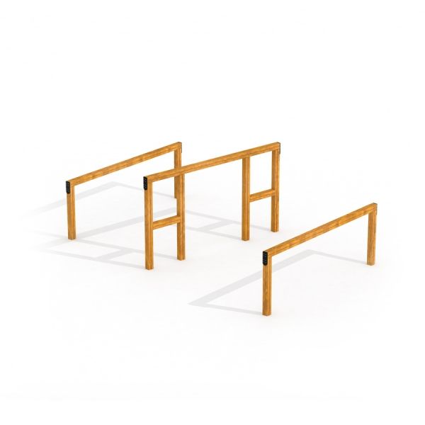 Ensemble d’obstacles de jeu OverĂ˘â‚¬under en bois.
