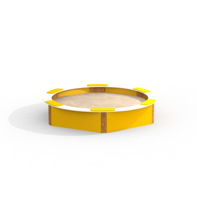 HPL Sandbox avec des sièges jaunes pour aire de jeux pour enfants