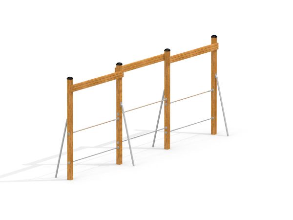 Équipement de fitness extérieur Rope Bar avec des cadres en bois.