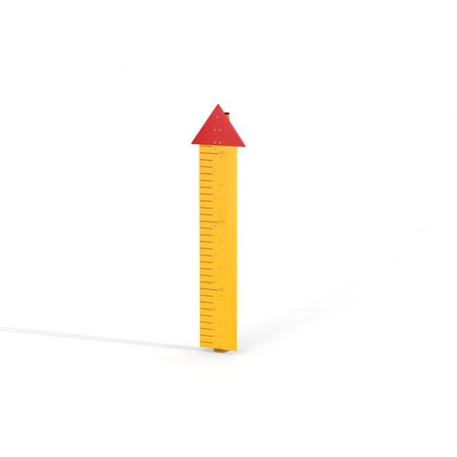Équipement de jeu Height Chart avec toit rouge et échelle de mesure jaune
