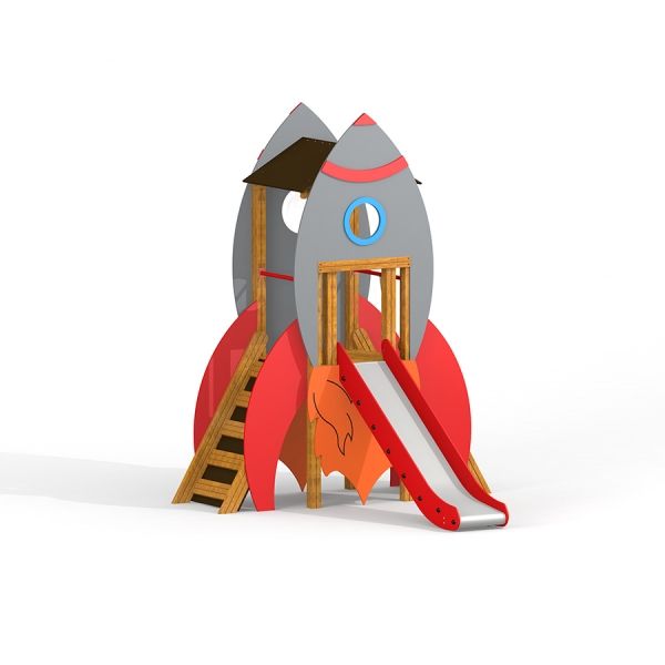 Rocket playhouse with slide pour enfants.