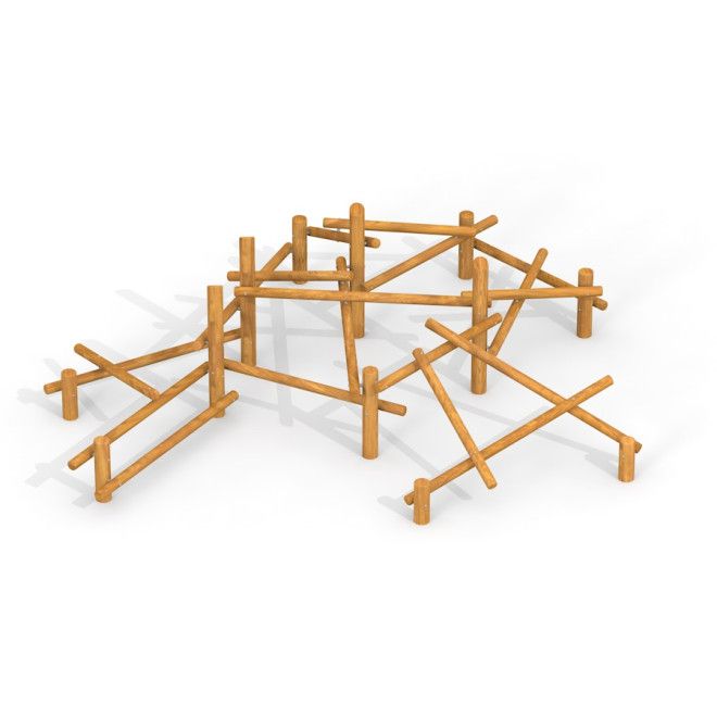 Structure d’escalade Kalahari wooden playhouse en poutres de bois naturel