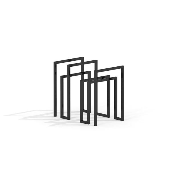 Thor bike stand en noir, design géométrique moderne.
