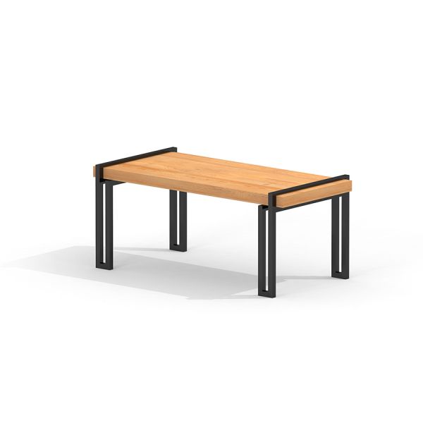 Thor table, table moderne en bois avec pieds en métal noir.