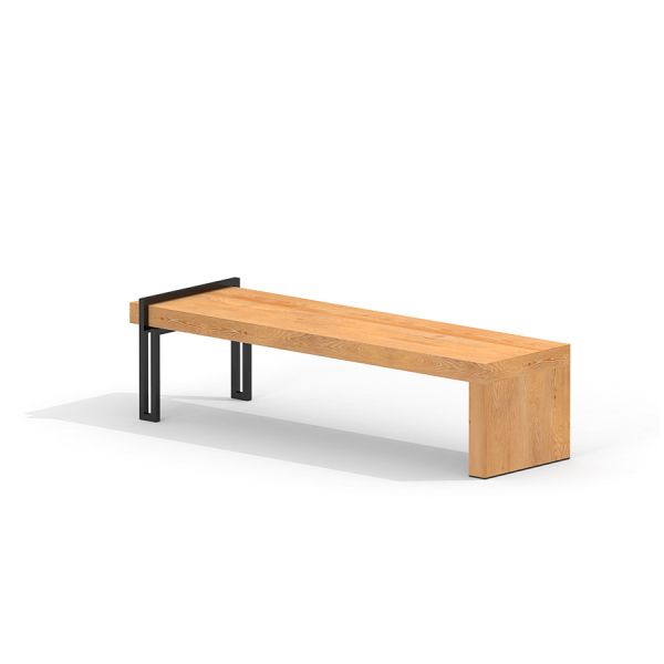 Table moderne en bois Thor long bench avec pieds en métal.