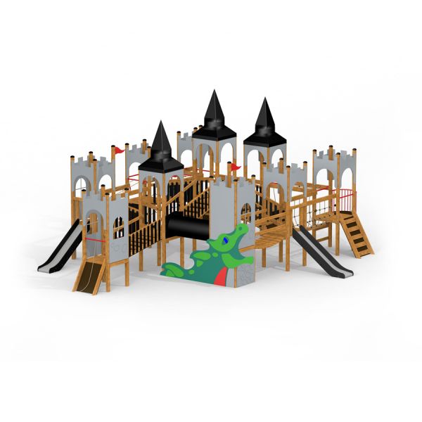 Structure de terrain de jeu Windsor with Dragon castle with slide.