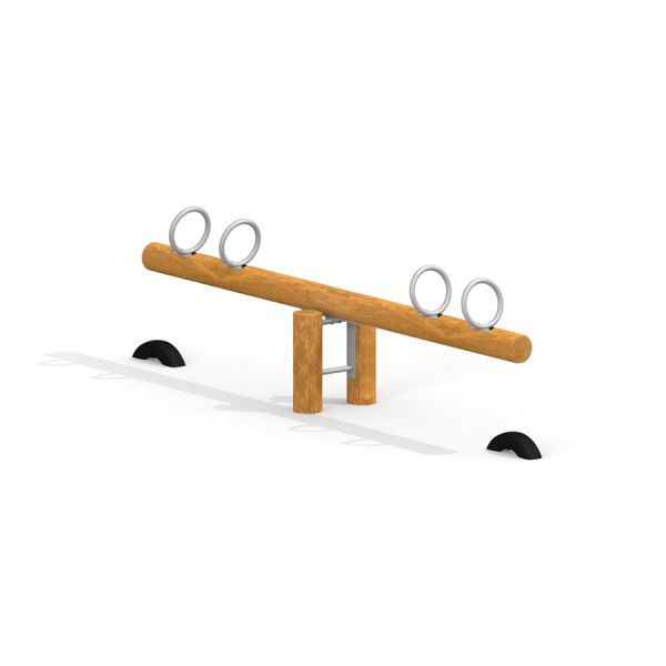 Équipement de terrain de jeu en bois Nature Seesaw avec poignées en métal.