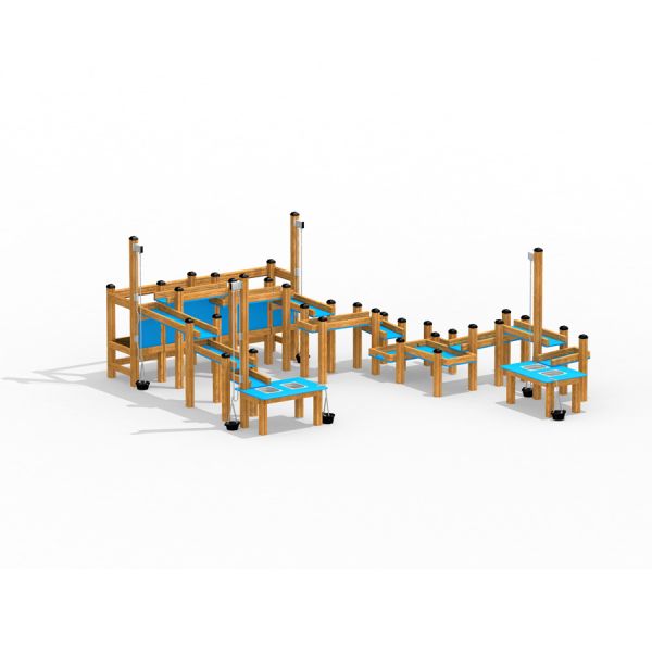 Structure de terrain de jeu extérieure en bois Sand & Water Play III pour enfants.