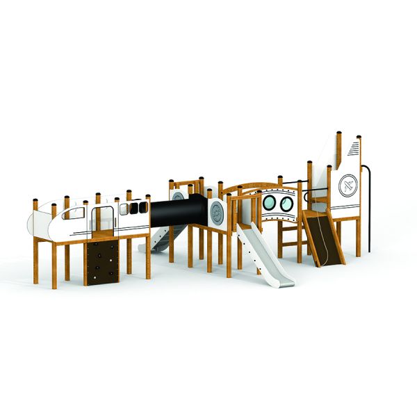 Structure de jeu pour enfants conçue comme un avion.