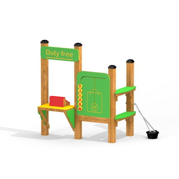 Structure de aire de jeux pour enfants sur le thème Duty free shop.