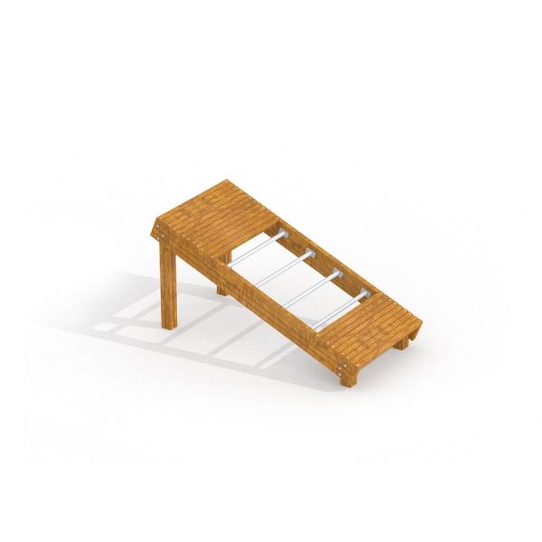 Roman bench (back muscles) dans un cadre en bois pour les entraînements en extérieur.