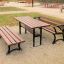 Bordeaux Bench w/o Backrest, banc de parc en bois et métal, assise extérieure.