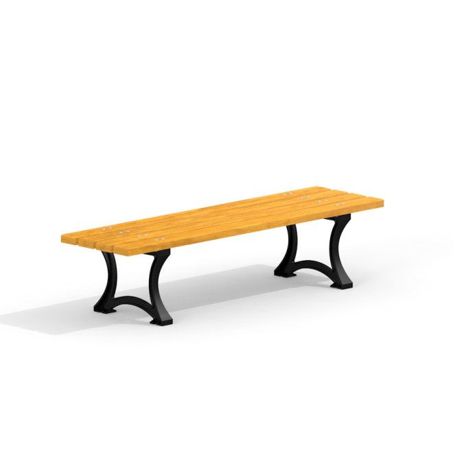 Bordeaux Bench w/o Backrest banc de terrain de jeu en bois avec pieds en métal noir