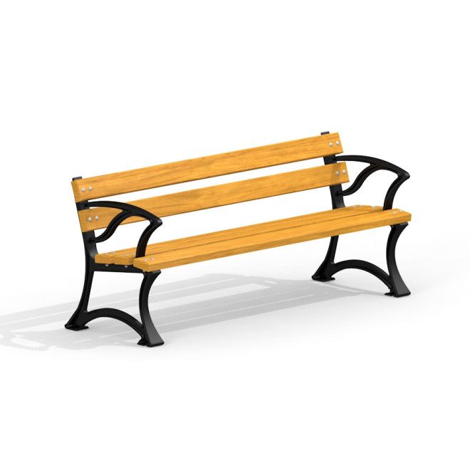 Bordeaux Bench w/ Armrests banc de jeu en bois avec cadre en métal noir