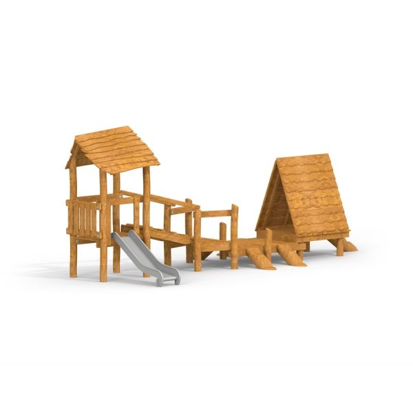 Galapagos wooden playhouse with slide pour les enfants.