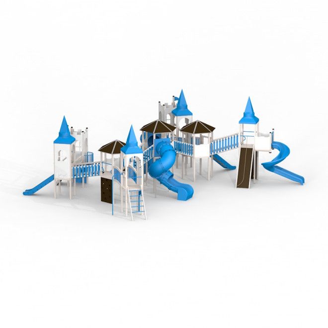 Winter Citadel castle with slide équipement de terrain de jeu avec toboggans bleus et tours
