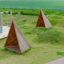 Structures de jeu Tipi Nature wooden house sur une aire de jeux herbeuse