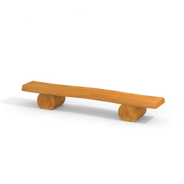 Robinia bench fabriqué en bois naturel avec deux supports arrondis.