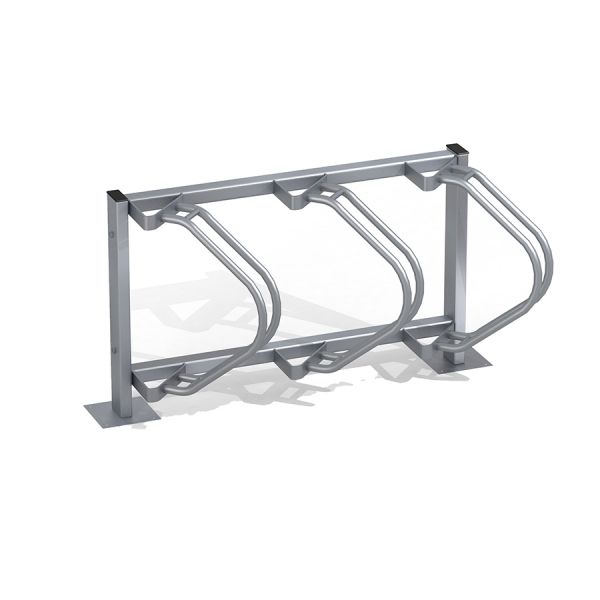Métal robuste Bike Stand 3 pour un stationnement sécurisé des vélos.