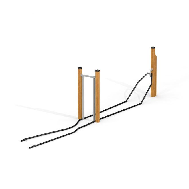 Battle Rope Workout Set avec supports en bois et cordes noires pour l’exercice en plein air.