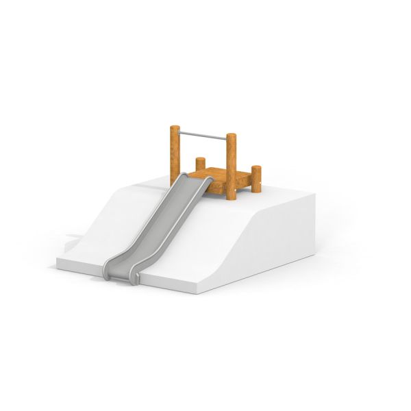 Toboggan de aire de jeux Hill Slide h120 sur une plateforme blanche avec des supports en bois