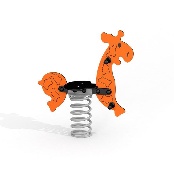 Animal orange Giraffe rocking pour aire de jeux avec base à ressort en métal.
