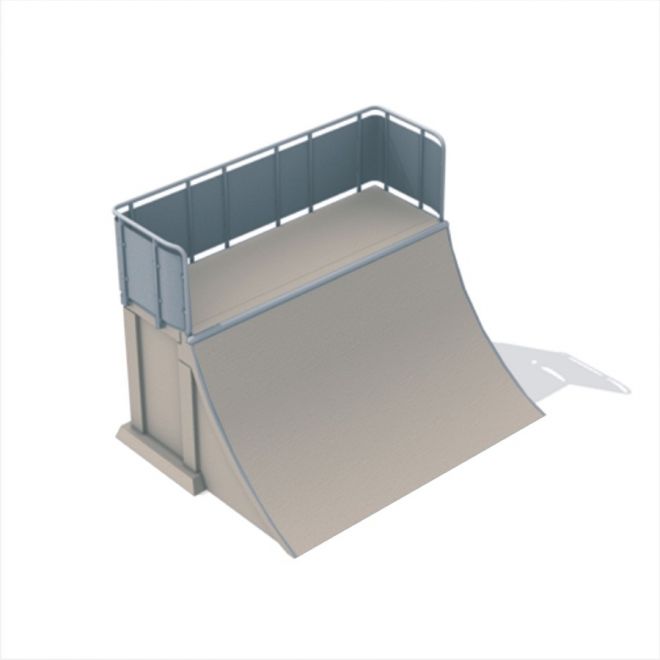 Rampe de skate Quarter-Pipe haute avec mains courantes.