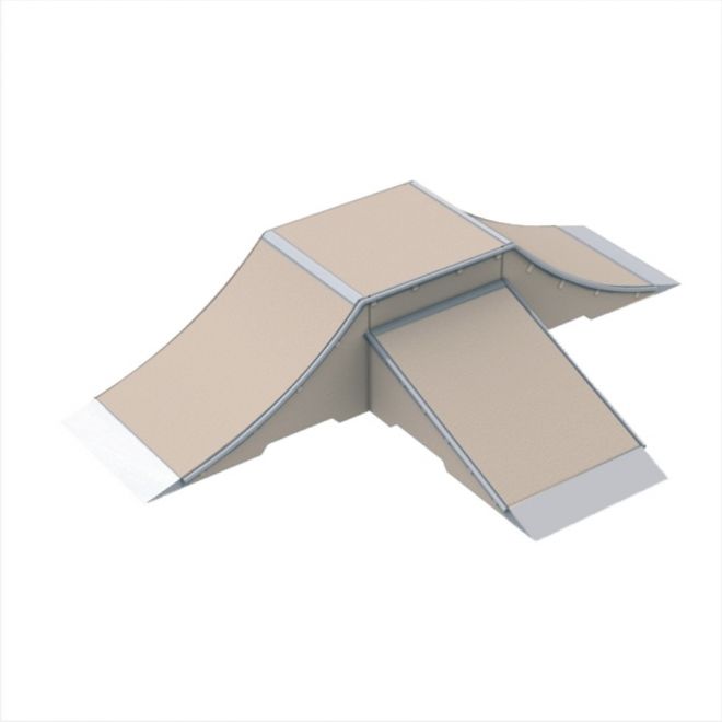 Combination 6 - structure modulaire de rampe de skatepark avec plusieurs pentes