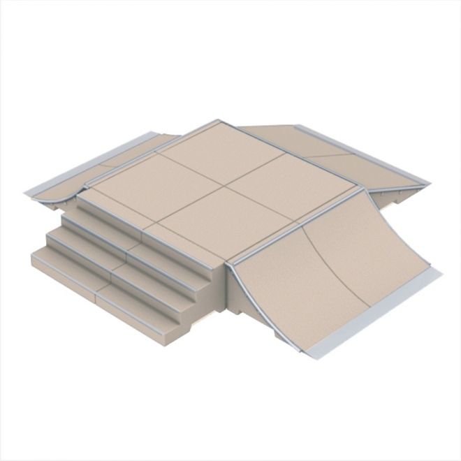 Rampe de skate modulaire Fun Box type 1 avec marches et rampe de lancement