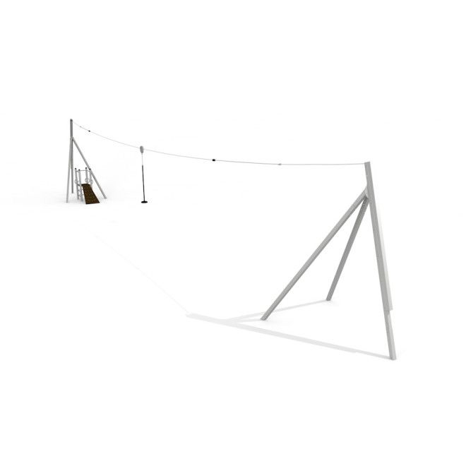 Tyrolienne de jeu Silver Cableway avec plateforme d’escalade en bois et supports métalliques