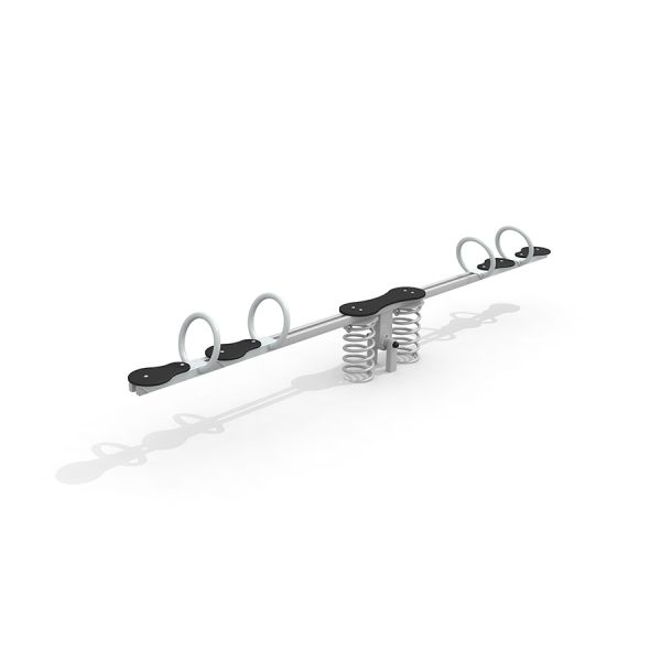 Double Seesaw avec des sièges en métal et une base à ressort pour aire de jeux.