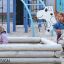 Structure en bois Sandbox dans une aire de jeux.