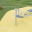 Équipement de aire de jeux Rhombus Net sur une surface jaune dans un parc.