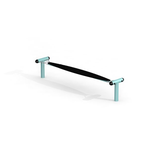 Équipement d’équilibre pour aire de jeux Surf Board avec plateforme noire et poignées bleues