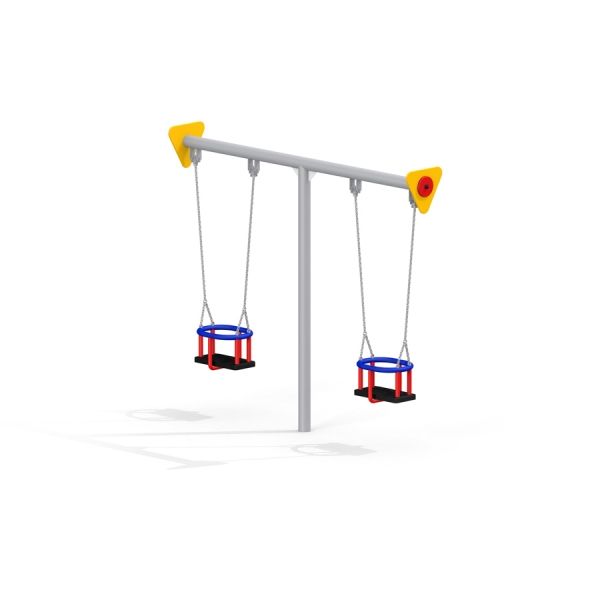Baby Double Swing avec des sièges colorés et des chaînes robustes