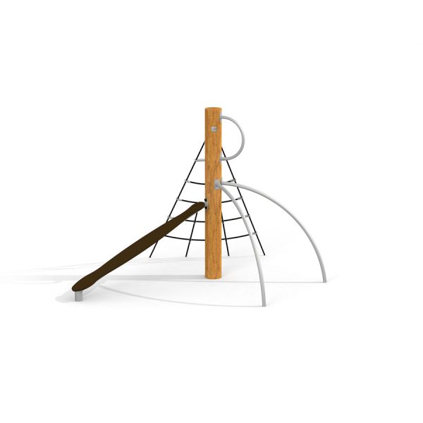 Kilimanjaro steel structure, structure d’escalade pour aire de jeux avec toboggan et cordes.