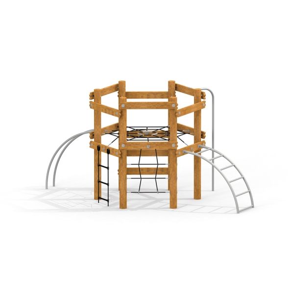 Sherwood wooden playhouse avec filets d'escalade et échelles