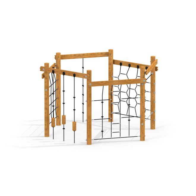 Yellowstone wooden playhouse avec cordes et filets d’escalade