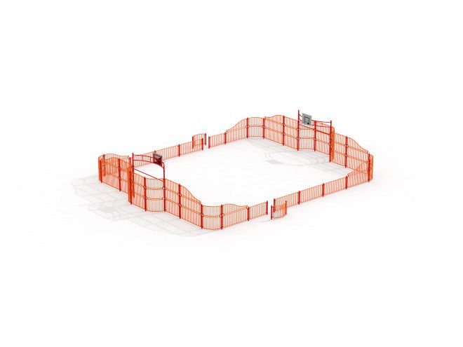 Aire de jeux clôturée Shea avec clôture orange